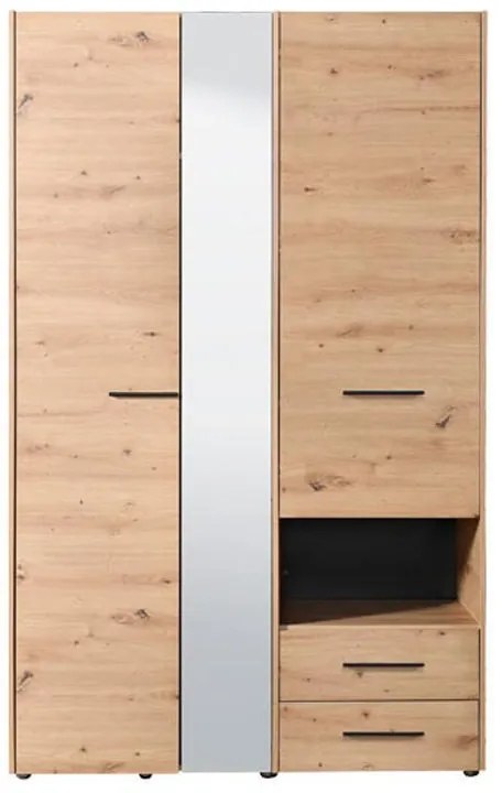 Ντουλάπα Leon με Καθρέφτη 3K2FO Artisan Oak 127.5x55x205.5 εκ. 127.5x55x205.5 εκ.
