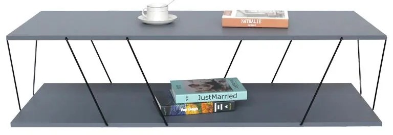Tραπέζι σαλονιού Tars γκρι-μαύρο 120x48x30εκ 120x48x30 εκ.