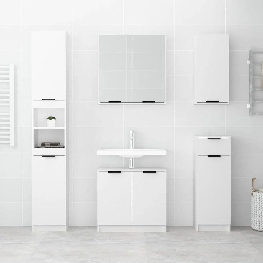 vidaXL Ντουλάπι Μπάνιου Λευκό 64,5 x 33,5 x 59 εκ. Επεξεργασμένο Ξύλο