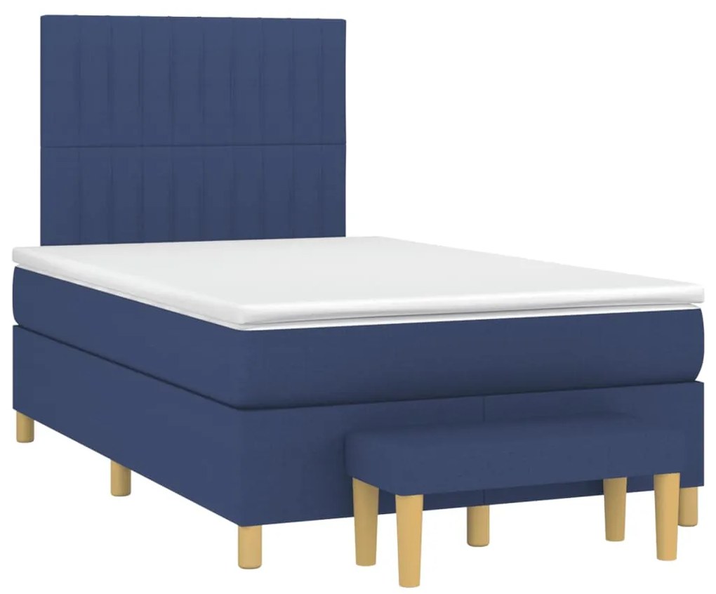 Κρεβάτι Boxspring με Στρώμα Μπλε 120x200 εκ. Υφασμάτινο - Μπλε