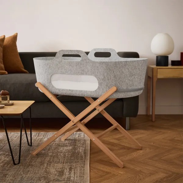 Καλαθούνα SNUZ SNUZBASKIT LIGHT GREY & ΞΥΛΙΝΗ ΒΑΣΗ Natural