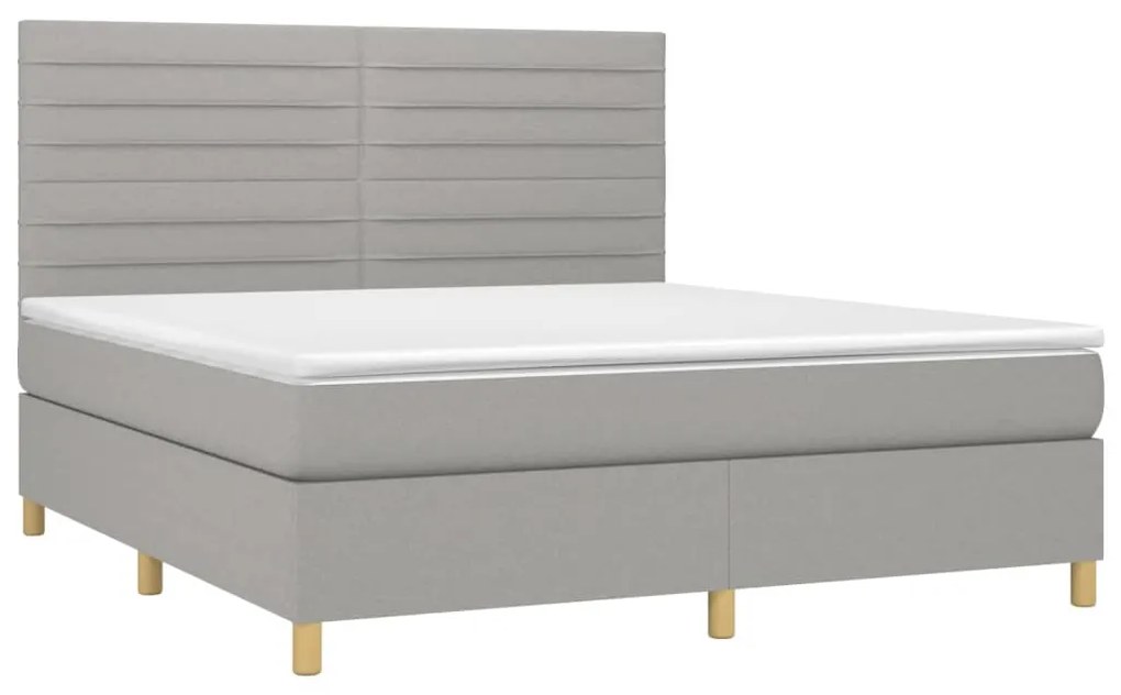 ΚΡΕΒΑΤΙ BOXSPRING ΜΕ ΣΤΡΩΜΑ &amp; LED ΑΝ.ΓΚΡΙ 160X200ΕΚ. ΥΦΑΣΜΑΤΙΝΟ 3135525