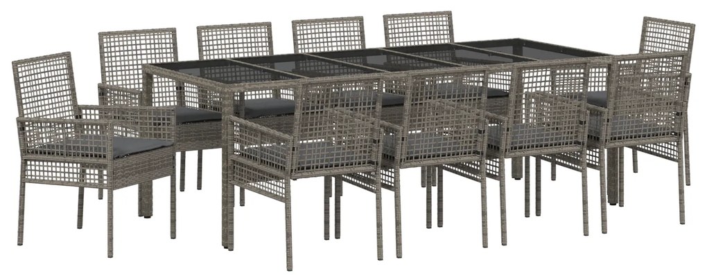 vidaXL Σέτ φαγητού για κήπο 11 pcs Γκρι 250 x 100 x 75 cm