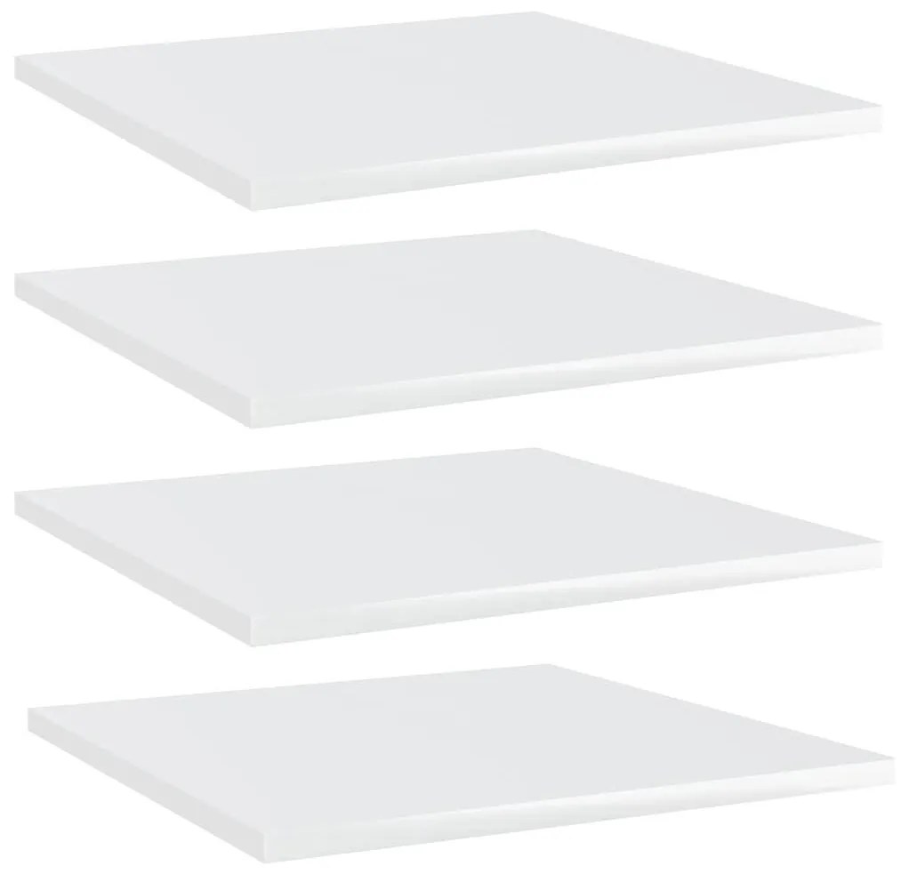 Ράφια Βιβλιοθήκης 4 τεμ. Γυαλ. Λευκό 40x40x1,5 εκ. Μοριοσανίδα - Λευκό