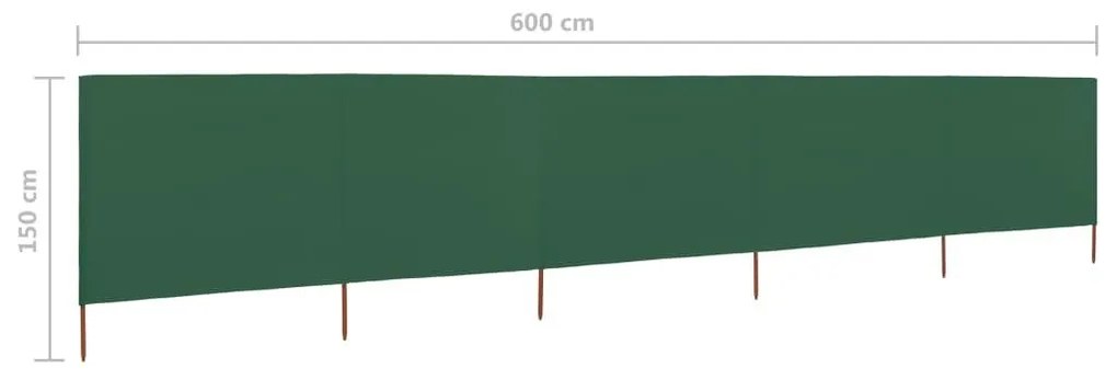 Προστατευτικό Αέρα με 5 Πάνελ Πράσινο 600 x 120 εκ. Υφασμάτινο - Πράσινο