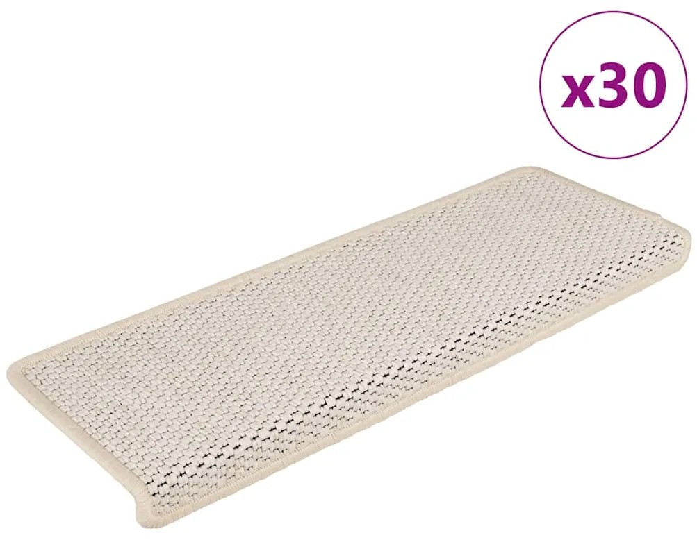 vidaXL Πατάκια Σκάλας Αυτοκόλλητα 30 τεμ. Όψη Σιζάλ Κρεμ 65x21x4 εκ.