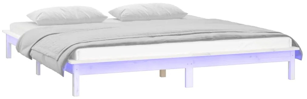 vidaXL Πλαίσιο Κρεβατιού με LED Λευκό 120 x 200 εκ. από Μασίφ Ξύλο