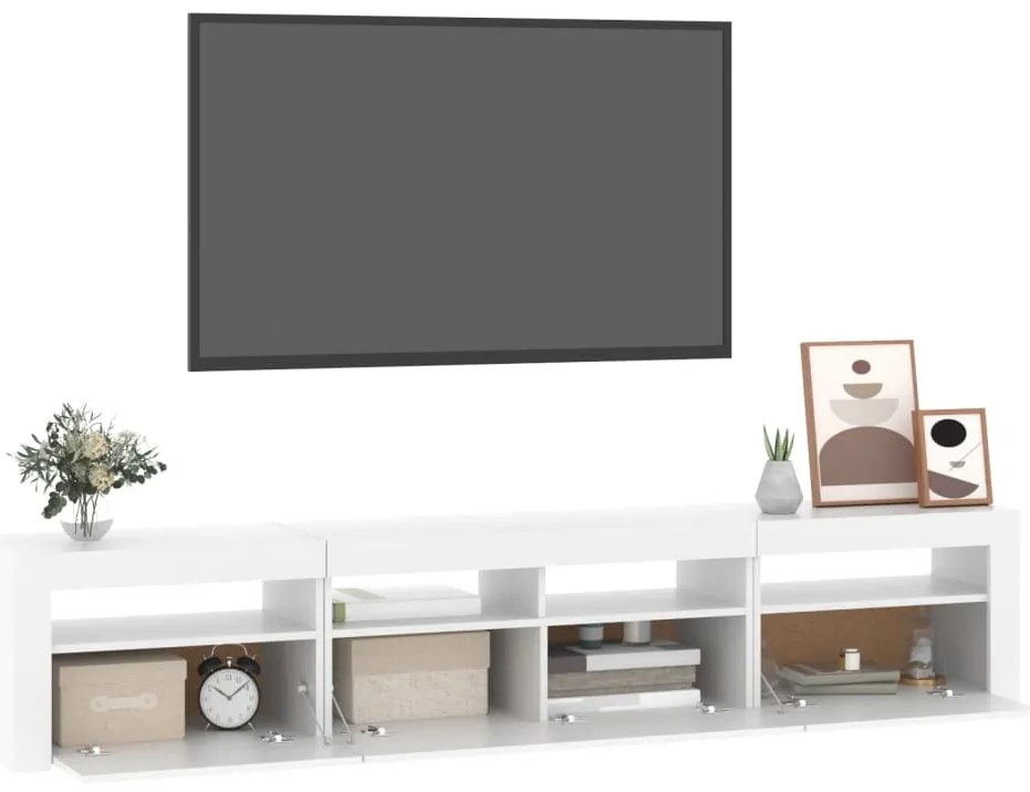 vidaXL Έπιπλο Τηλεόρασης με LED Λευκό 210x35x40 εκ.