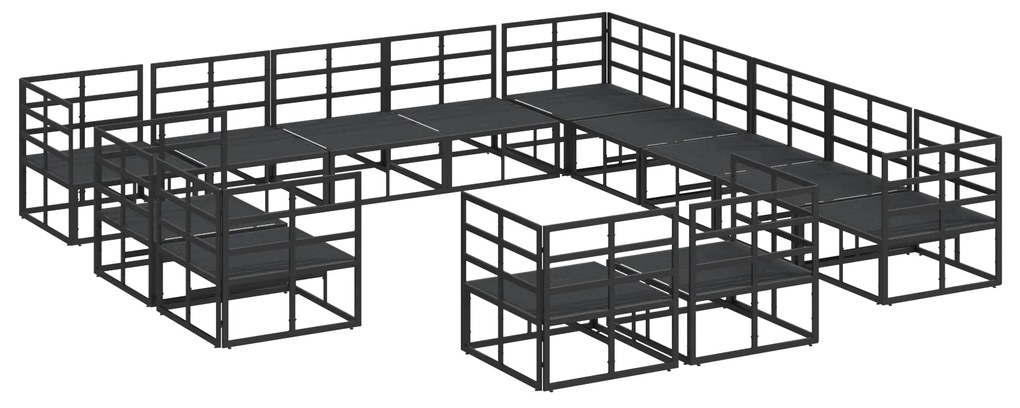 vidaXL Σετ Καναπέ Κήπου με μαξιλάρι 13 pcs Μαύρο Αλουμίνιο