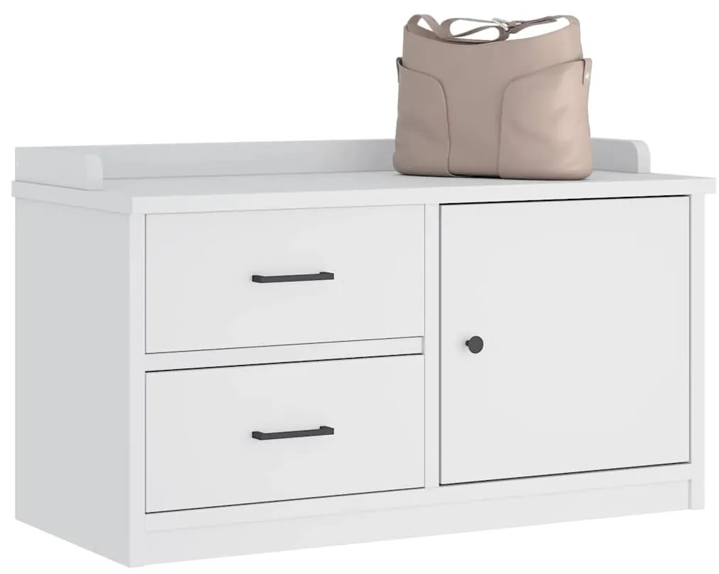 vidaXL Πάγκος διαδρόμου "SANDNES" Λευκό 87x40x50 εκ. Πεύκο μασίφ ξύλο