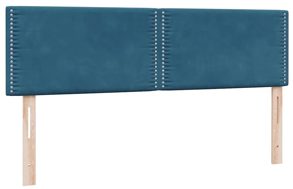 vidaXL Box Spring κρεβάτι με στρώμα σκούρο μπλε 140x220 cm Βελούδινο