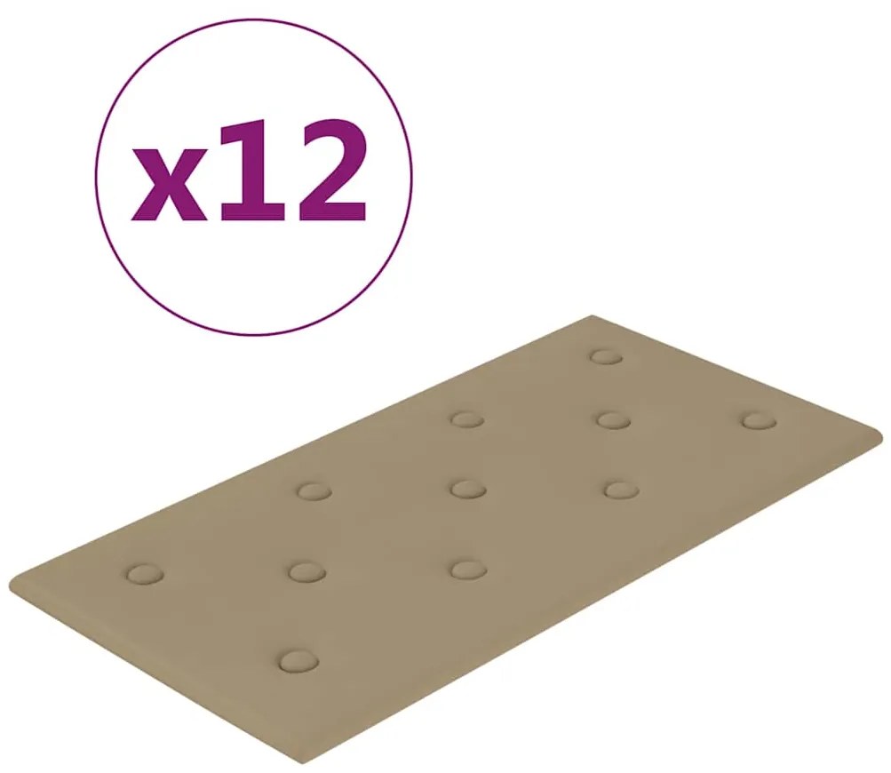 vidaXL Πάνελ Τοίχου 12 τεμ. Καπουτσίνο 60 x 30 εκ. 2,16 μ² Συνθ. Δέρμα