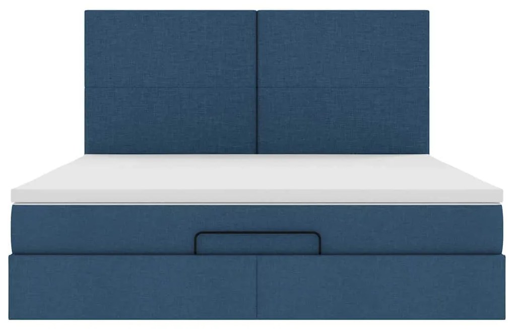 vidaXL Οθωμανικό κρεβάτι με στρώμα μπλε 180x200cm ύφασμα