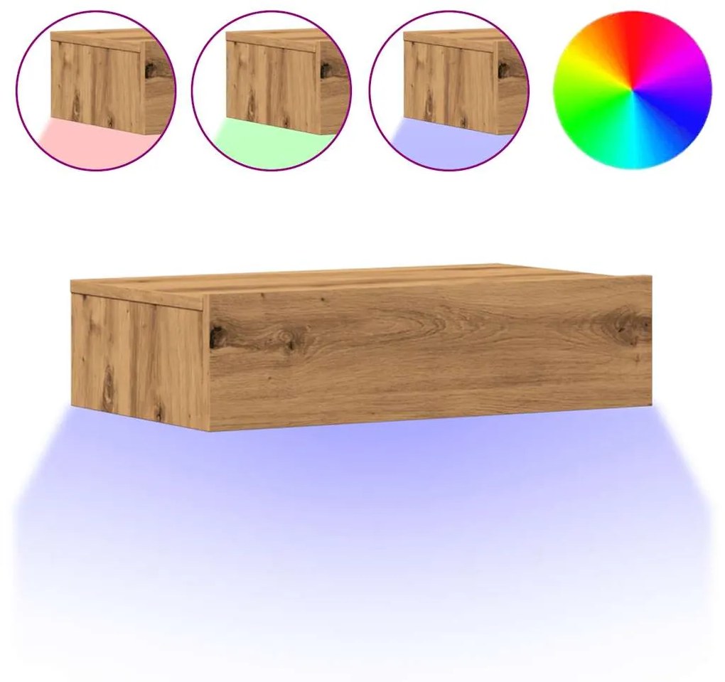 vidaXL ντουλάπι τηλεόρασης  με φώτα LED Artisan Oak 60x35x15,5 cm