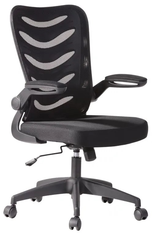 WOODWELL BF2945 Πολυθρόνα Γραφείου Mesh Μαύρο - Ύφασμα Μαύρο 61x61x97/107cm ΕΟ602,1