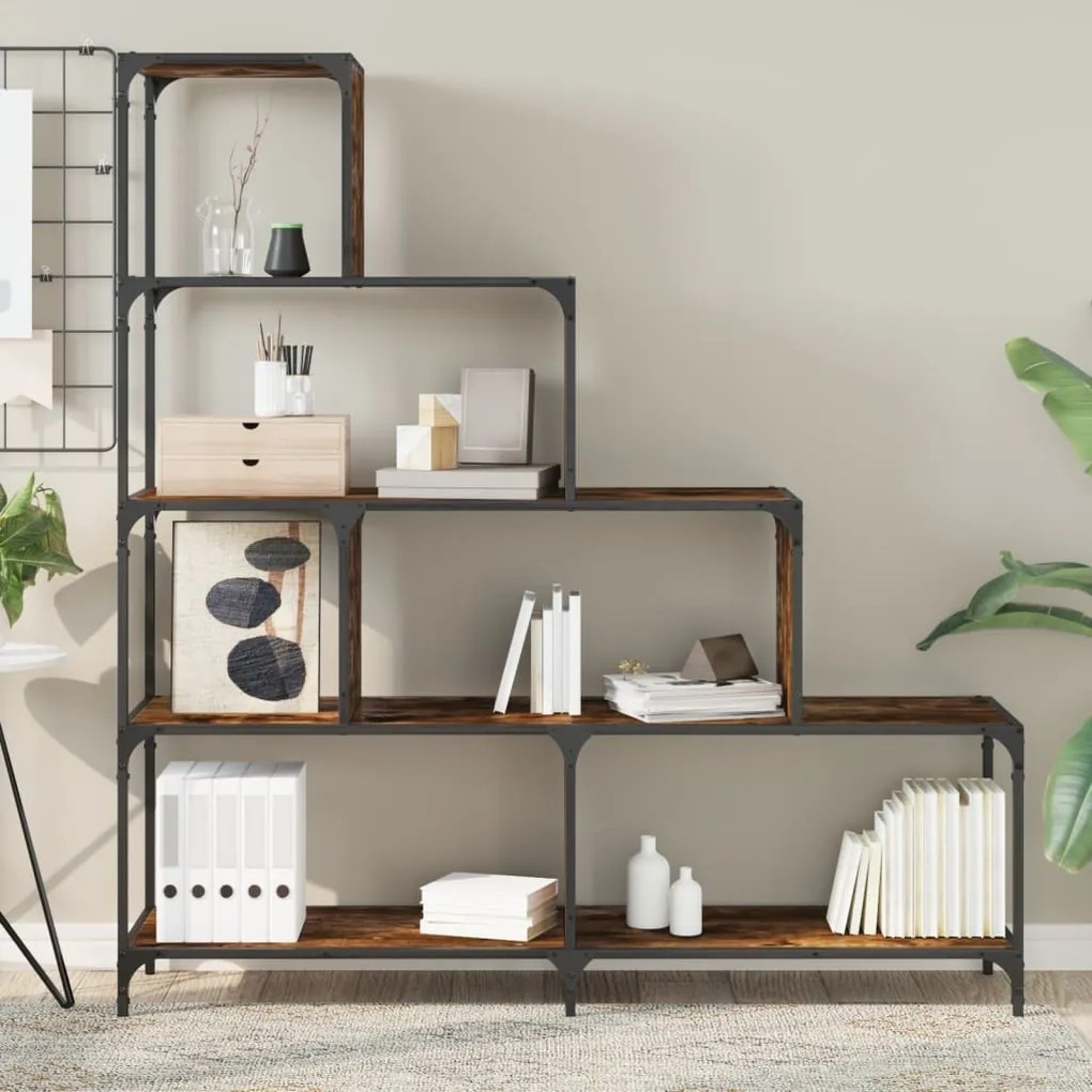 vidaXL Βιβλιοθήκη Σκάλα 4 Ράφια Καπν. Δρυς 139x33,5x149 εκ. Επεξ. Ξύλο