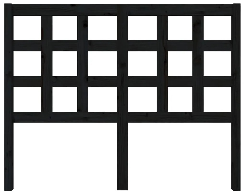 vidaXL Κεφαλάρι Κρεβατιού Μαύρο 125,5 x 4 x 100 εκ. Μασίφ Ξύλο Πεύκου