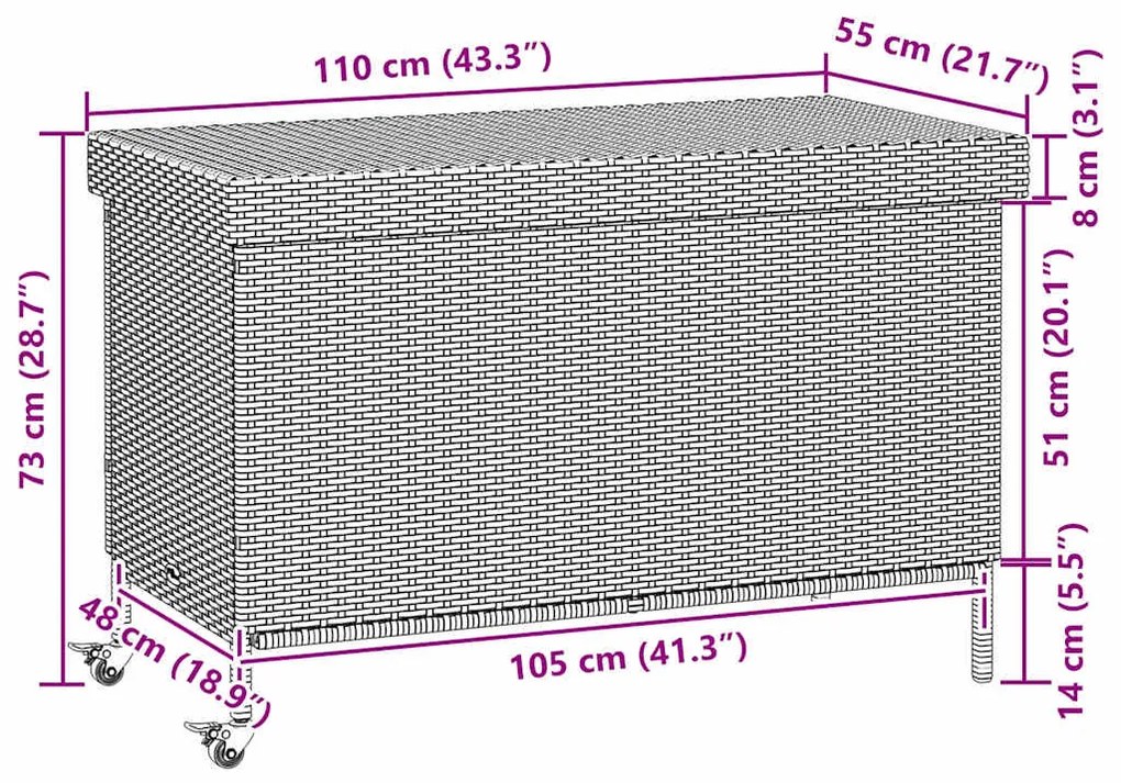 ΚΟΥΤΙ ΑΠΟΘΗΚΕΥΣΗΣ ΚΗΠΟΥ ΜΕ ΡΟΔΕΣ ΜΑΥΡΟ 110X55X73 CM 4103826