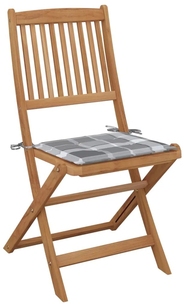 vidaXL Καρέκλες Εξ. Χώρου Πτυσσόμενες 8 τεμ. Ξύλο Ακακίας &amp; Μαξιλάρια
