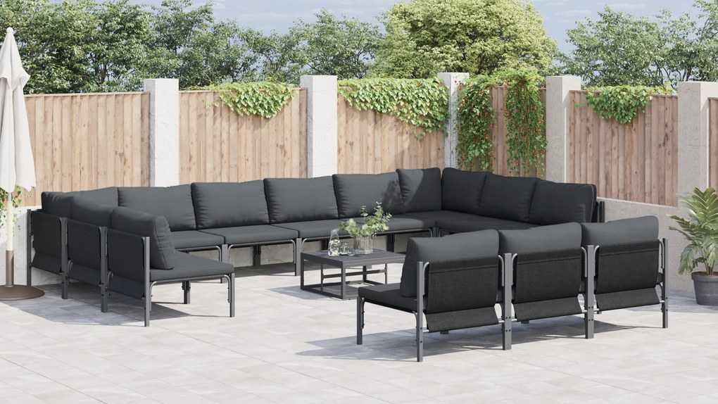 vidaXL Σετ Καναπέ Κήπου 14 pcs Ανθρακί Ατσάλι