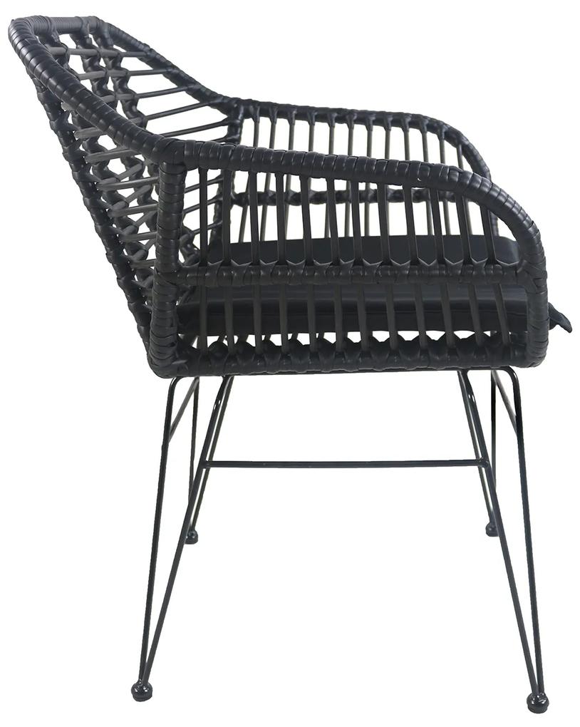 Καρέκλα Κήπου ACTORIUS Μαύρο Μέταλλο/Rattan 57x53x81cm