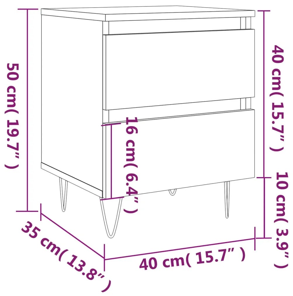 Κομοδίνο Γκρι Sonoma 40 x 35 x 50 εκ. από Επεξεργασμένο Ξύλο - Γκρι