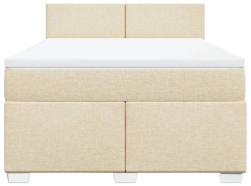 vidaXL Κρεβάτι Boxspring με Στρώμα Κρεμ 140x200 εκ. Υφασμάτινο