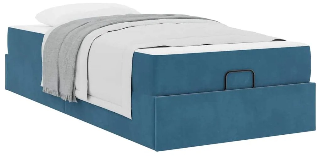 vidaXL Σκελετός Κρεβατιού με στρώμα Μπλε 100 x 200 cm Βελούδο