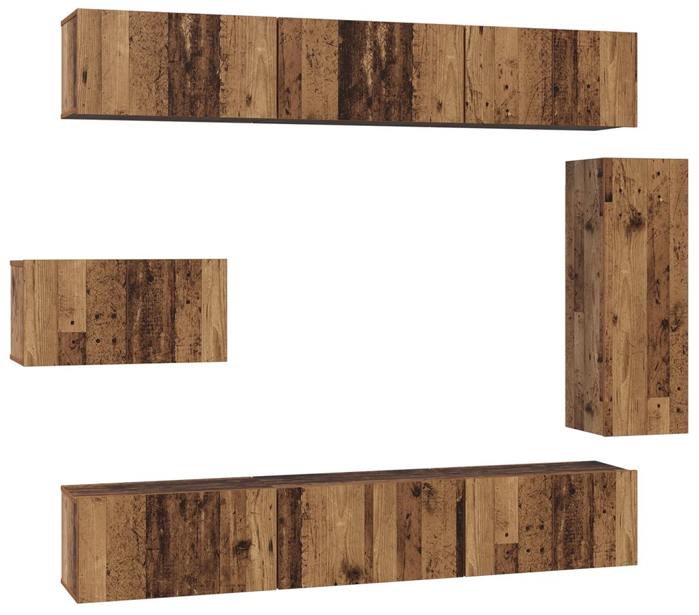 vidaXL Σετ Καθισμάτων Τηλεόρασης 8 pcs Παλιό ξύλο 30.5 x 30 x 90 cm