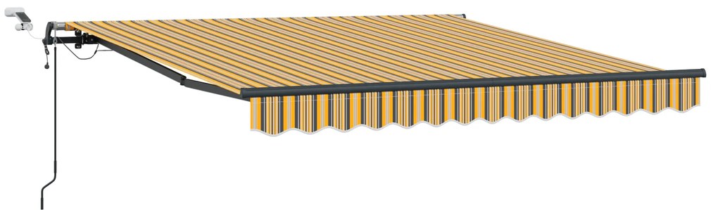 vidaXL Αυτόματη Ανασυρόμενη Τέντα με Ριγέ LED 350x250 εκ.