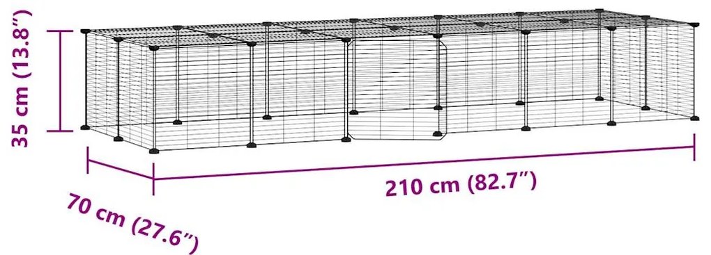 vidaXL Κλουβί Κατοικίδιων με 28 Πάνελ + Πόρτα Μαύρο 35 x 35εκ Ατσάλινο