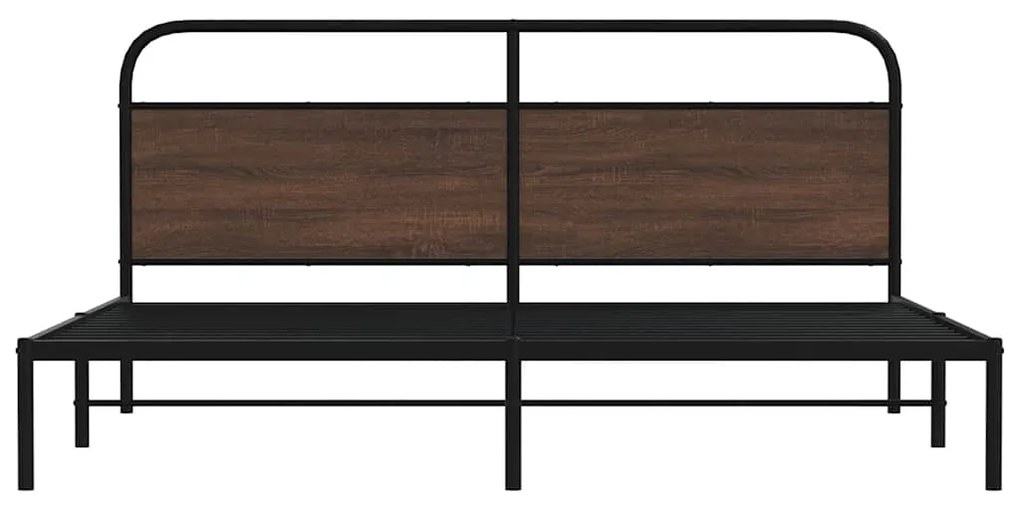 vidaXL Σκελετός Κρεβ. Χωρίς Στρώμα Καφέ Δρυς 183x213 εκ. Μεταλλικό