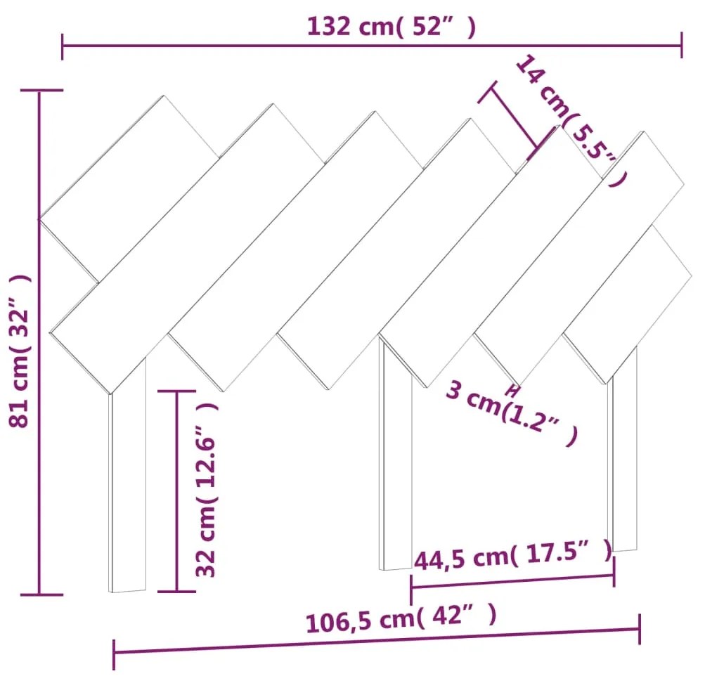 vidaXL Κεφαλάρι Κρεβατιού Λευκό 132x3x81 εκ. από Μασίφ Ξύλο Πεύκου