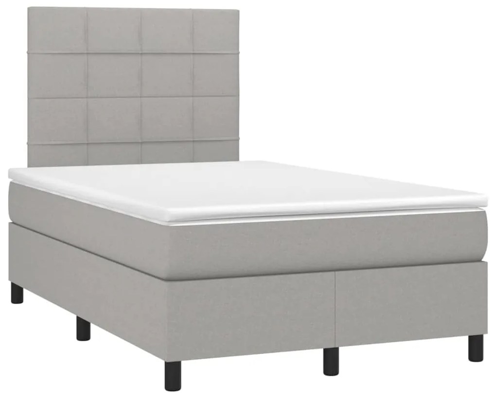 Κρεβάτι Boxspring με Στρώμα Ανοιχτό Γκρι 120x200 εκ. Υφασμάτινο - Γκρι