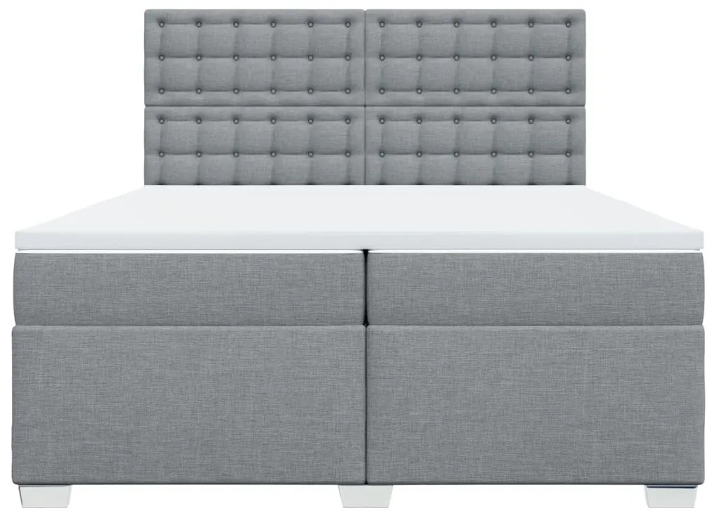 vidaXL Κρεβάτι Boxspring με Στρώμα Ανοιχτό Γκρι 200x200 εκ. Υφασμάτινο