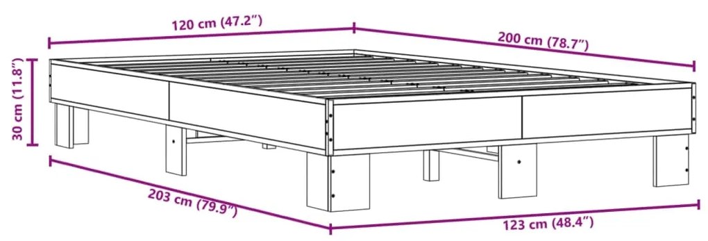 ΠΛΑΙΣΙΟ ΚΡΕΒΑΤΙΟΥ SONOMA ΔΡΥΣ 120X200 ΕΚ. ΕΠΕΞ. ΞΥΛΟ &amp; ΜΕΤΑΛΛΟ 845863