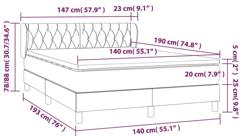 ΚΡΕΒΑΤΙ BOXSPRING ΜΕ ΣΤΡΩΜΑ ΚΡΕΜ 140X190 ΕΚ. ΥΦΑΣΜΑΤΙΝΟ 3127042