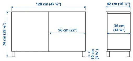 BESTÅ σύνθεση αποθήκευσης με πόρτες, 120x42x74 cm 094.214.21