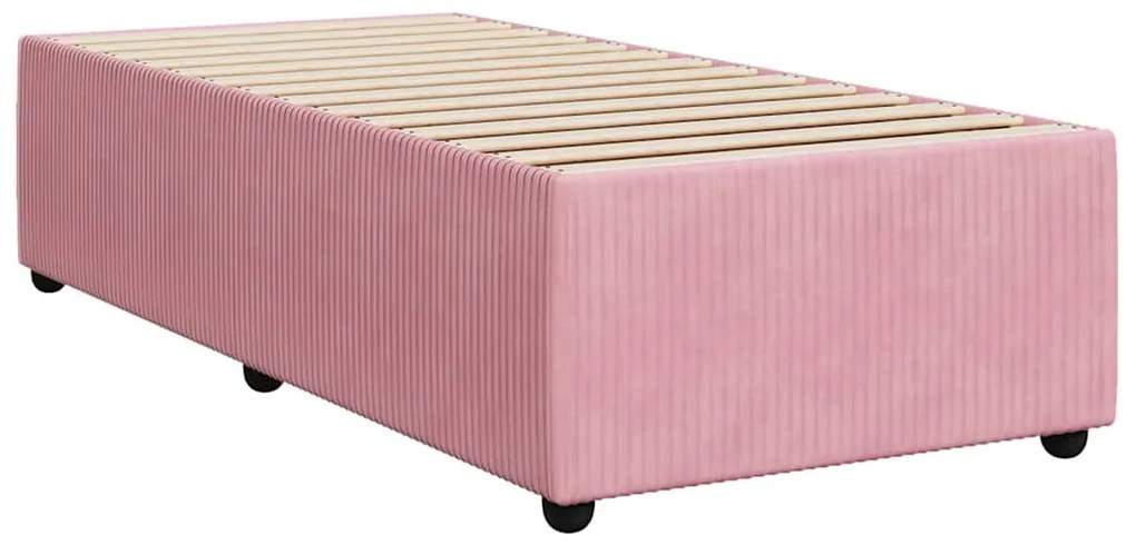 vidaXL Κρεβάτι Boxspring με Στρώμα Ροζ 90x200 εκ. Βελούδινο