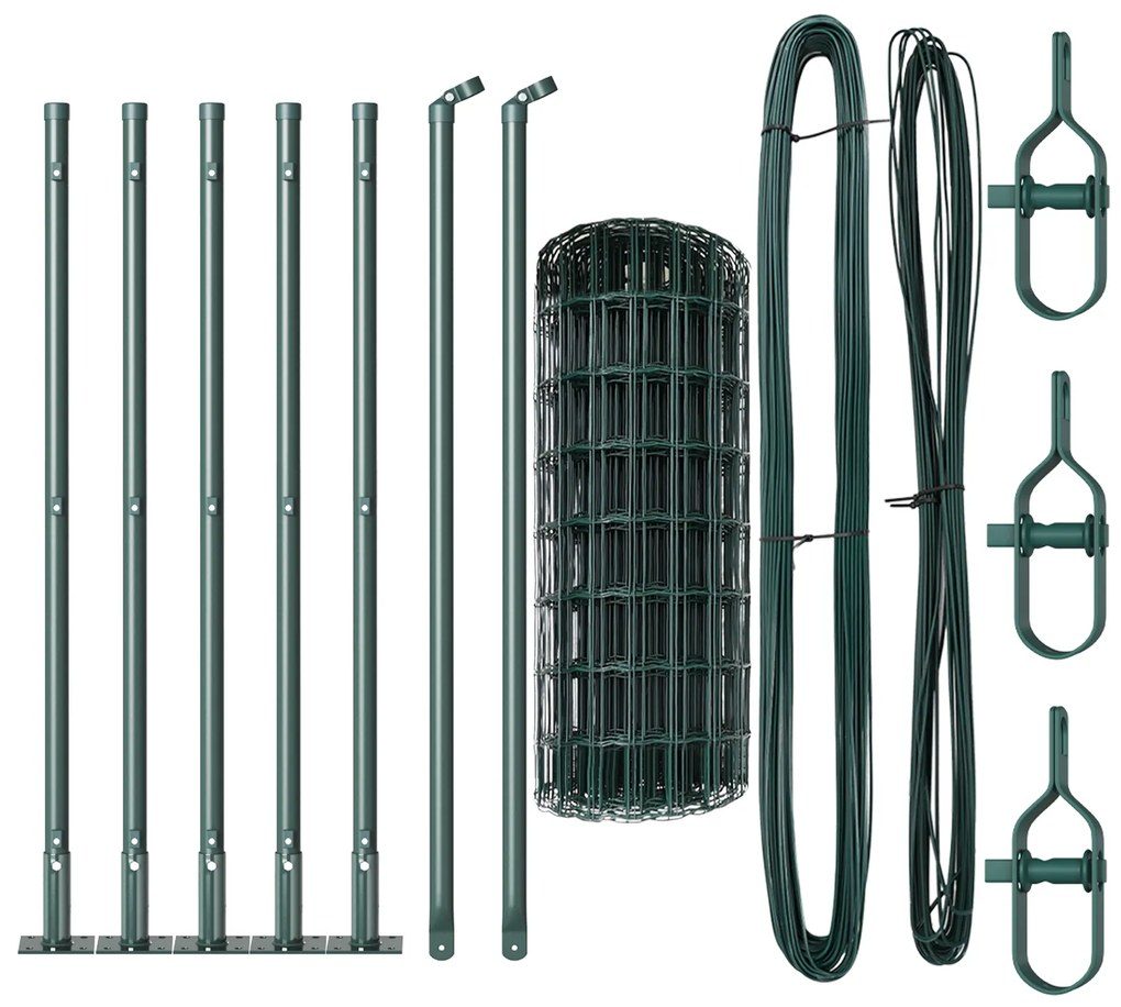 vidaXL Euro Fence με 7 Φλαντζωτές Κολώνες 0.4x10 μ Γαλβανισμένο Ατσάλι