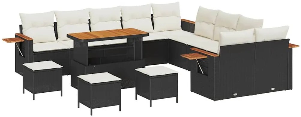 vidaXL Σετ Καναπέ Κήπου 14 pcs Μαύρο και κρεμ 110 x 55 x 71 εκ