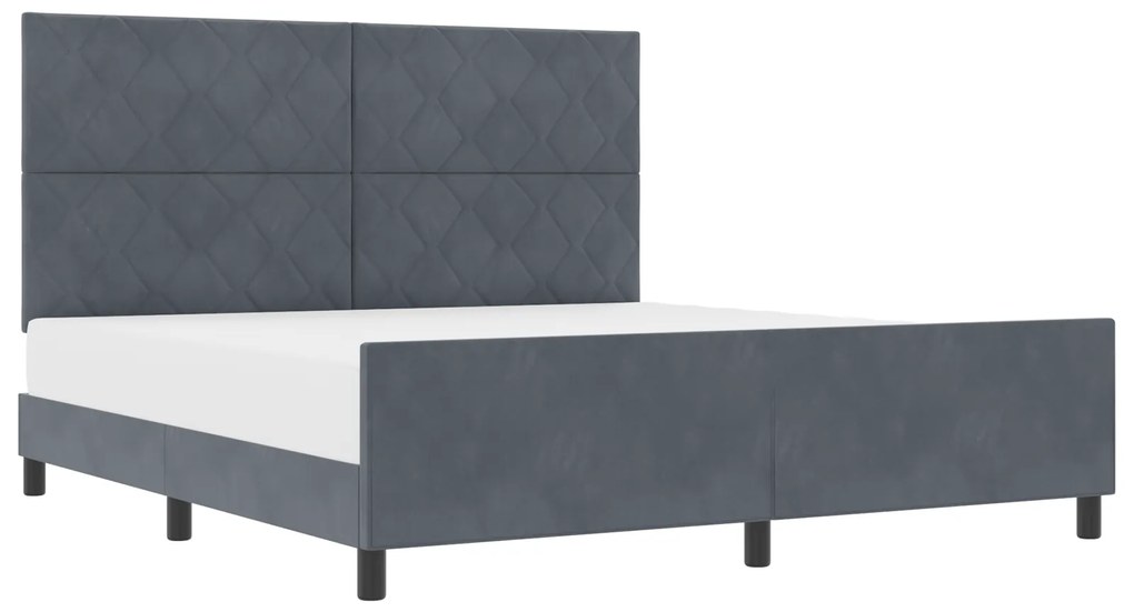 vidaXL Κρεβάτι Σκούρο Γκρι 180x200 εκ. Βελούδο