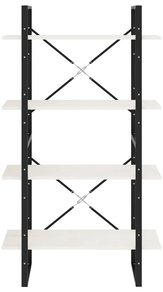 vidaXL Βιβλιοθήκη με 4 Ράφια Λευκή 80 x 30 x 140 εκ. Μασίφ Ξύλο Πεύκου
