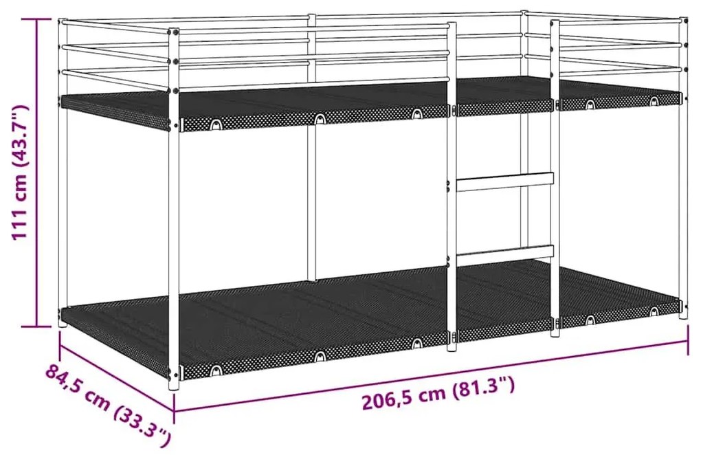 Κουκέτα χωρίς στρώμα Λευκό 80x200 cm Ατσάλι - Λευκό