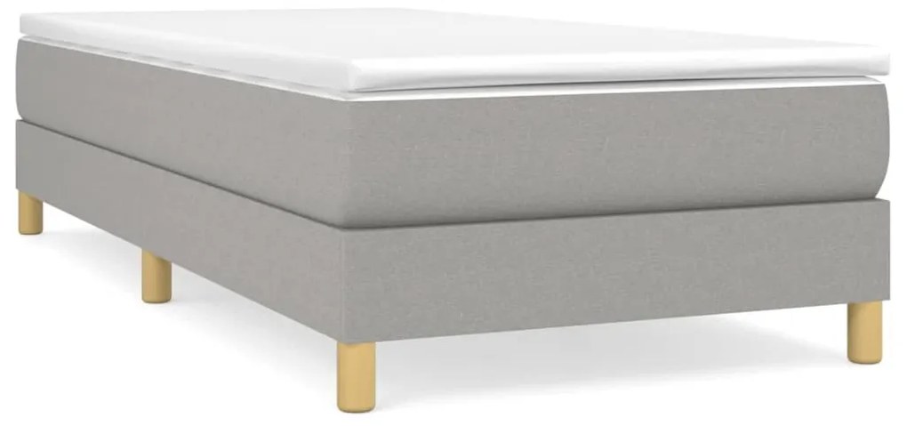 vidaXL Κρεβάτι Boxspring με Στρώμα Ανοιχτό Γκρι 90x190 εκ. Υφασμάτινο