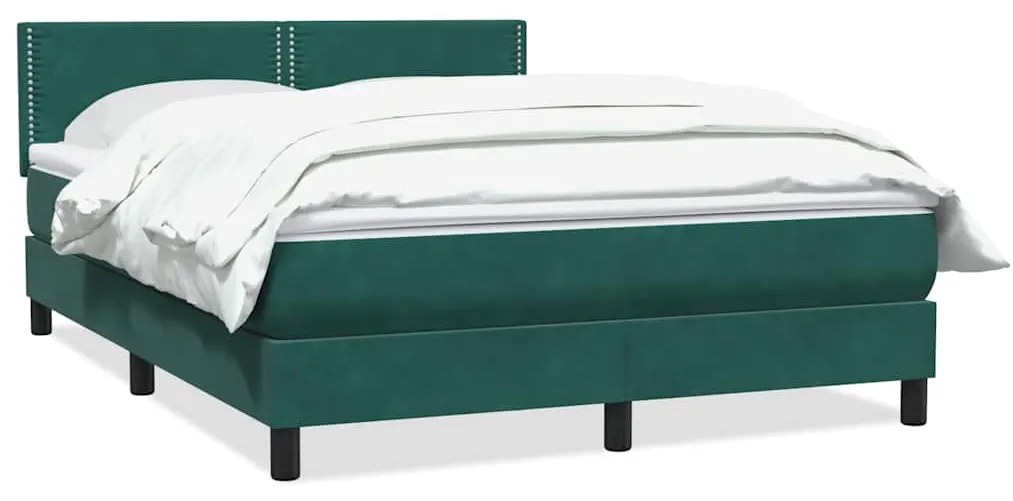 vidaXL Box Spring κρεβάτι με στρώμα σκούρο πράσινο 160x220cm Βελούδινο