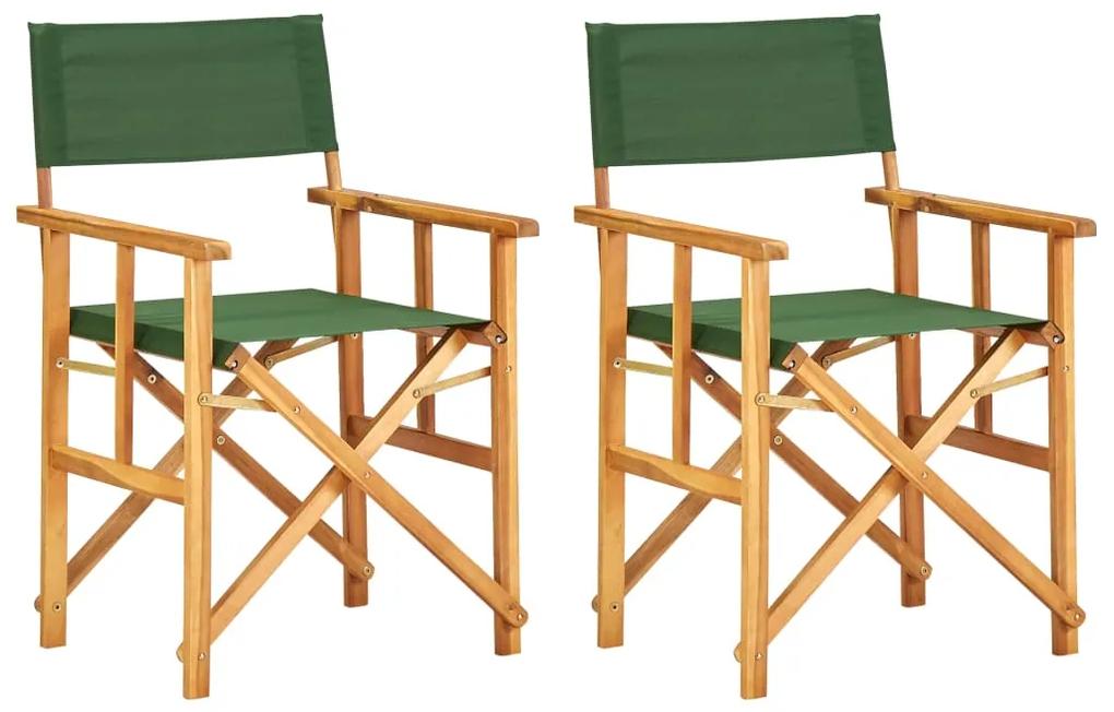 Καρέκλες Σκηνοθέτη 2 τεμ. Πράσινες από Μασίφ Ξύλο Ακακίας