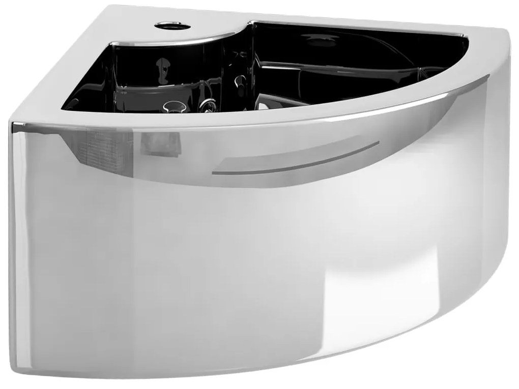 vidaXL Νιπτήρας με Οπή Υπερχείλισης Ασημί 45 x 32 x 12,5 εκ. Κεραμικός