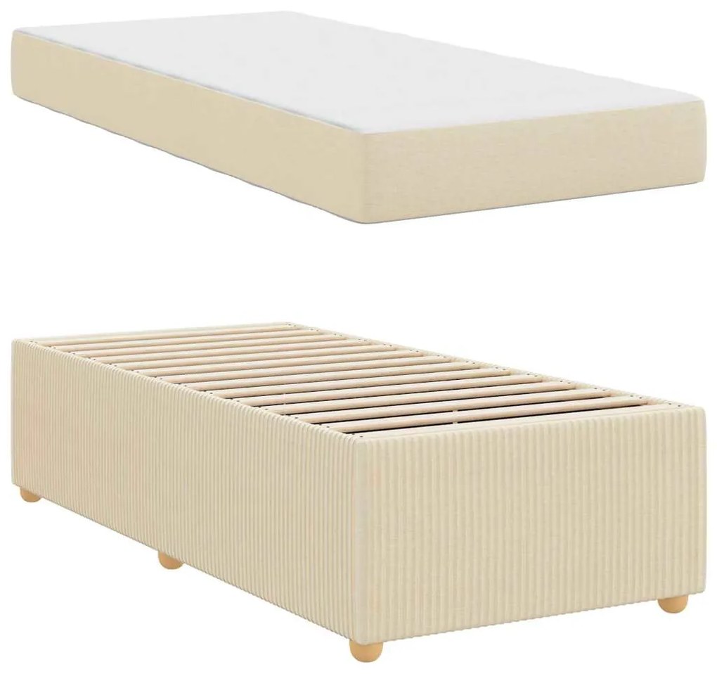vidaXL Σκελετός Κρεβατιού με στρώμα Κρεμ 80 x 200 cm ύφασμα