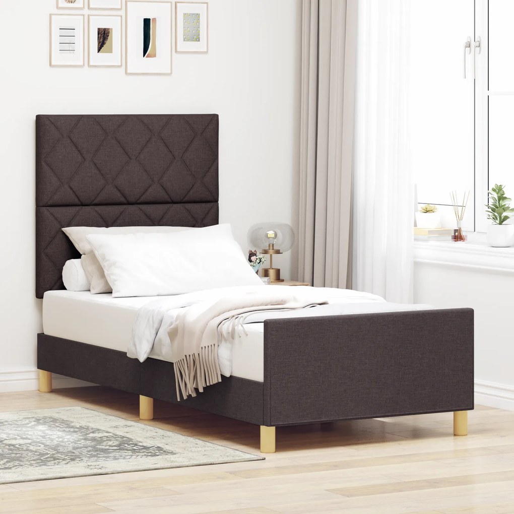 vidaXL Κρεβάτι Καφέ 90x200 εκ. Ύφασμα
